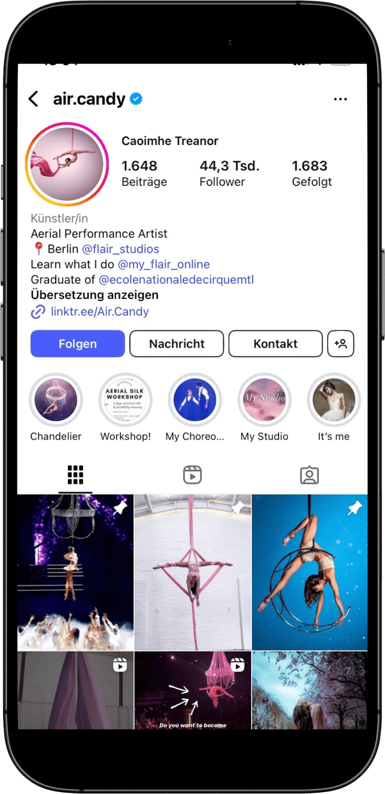 Social Media for fitness studios: Air Candy Instagram